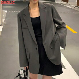 jk レディース 韓国ファッション アウター ジャケット 長袖 襟 カラーネック ハーフ丈 オーバーサイズ ゆったり 裏地 無地 シンプル オフィス カジュアル 着回し デイリー 春 秋 bada d55b34