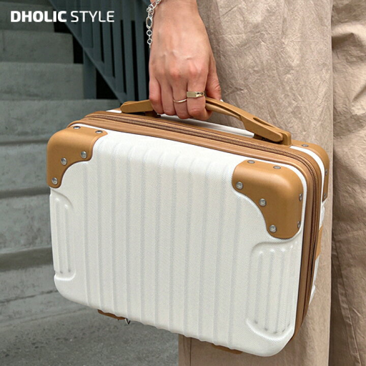 楽天市場 ファスナートランク風バッグ P レディース Bag バッグ かばん 鞄 トランク 配色 柄 模様 かわいい 可愛い キュート 大容量 楽ちん ジップ スクエア 白 ホワイト 茶色 ブラウン 韓国ファッション Style Dholic Style