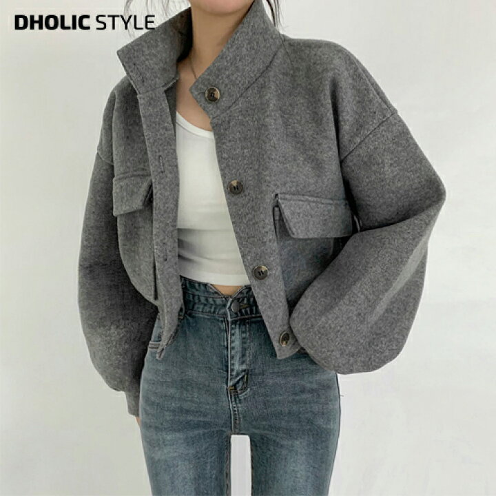 楽天市場 ハイネックフラップポケットジャケット P レディース Jk ジャケット アウター ハイネック 長袖 無地 単色 シンプル 秋 冬 春 夏 ボタン パフスリーブ 肩落ち クロップド丈 ショート丈 ドロップショルダー パステル 韓国ファッション Style Dholic Style