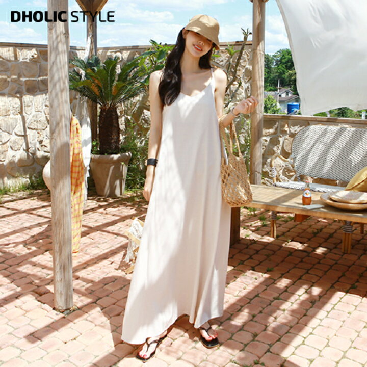 楽天市場 リネン混ロングキャミワンピース P レディース Ops 韓国ファッション ワンピース ロング丈 マキシ丈 ロングワンピース ノースリーブ スリーブレス Uネック フレア Aライン ルーズ ゆったり 体型カバー 無地 リネン 麻 カジュアル 春 Style Dholic