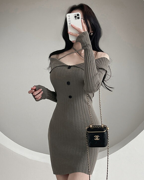 楽天市場】ops レディース 韓国ファッション ニットワンピース ミニ  