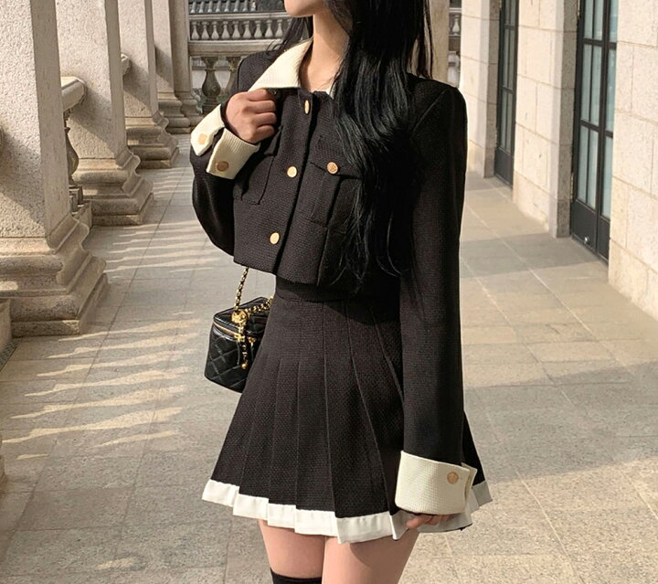 楽天市場】ツイードカラーネックジャケット&スカートSET・p499650  