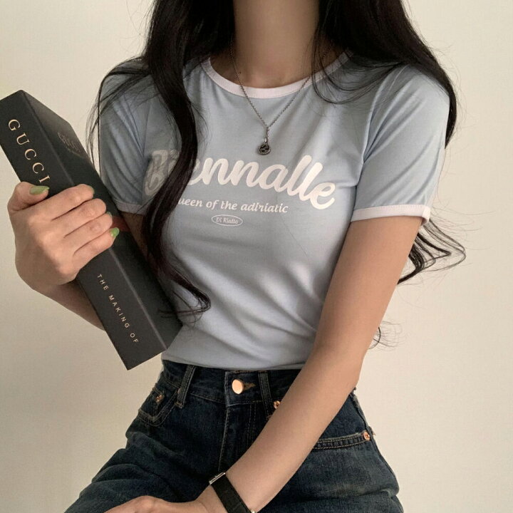 楽天市場】ロゴリンガーTシャツ・p525458 レディース 【tops】 韓国 