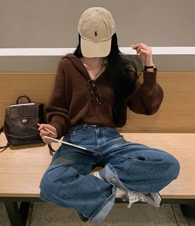 楽天市場】[beidelli made]ハーフジップフードクロップドニット 