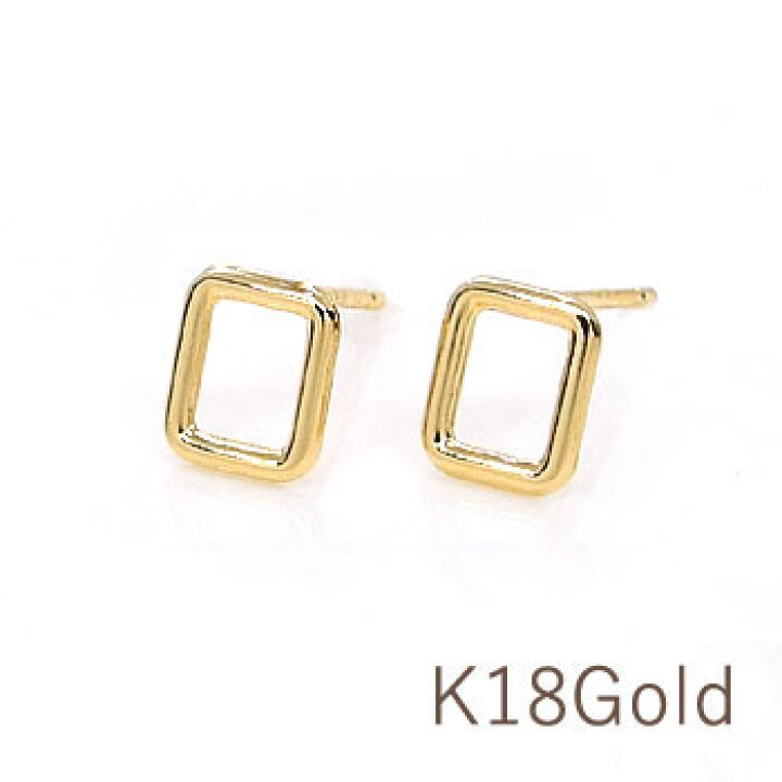 楽天市場】地金ピアス スクエアモチーフK18Gold(ゴールド 18金 k18 