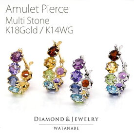 アミュレットフープピアスマルチストーン／厄除け／お守りK14WG(ホワイトゴールド k14wg 14金)K18Gold(ゴールド k18gold k18yg yg YG)【送料無料】【ギフト／贈り物】【誕生石】