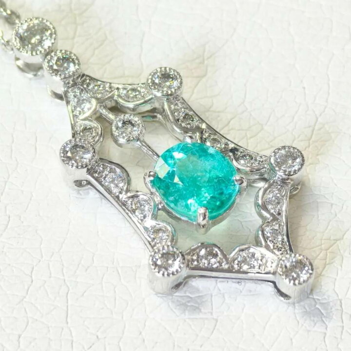 楽天市場】【中古】パライバトルマリン ネックレス プラチナ Pt900  