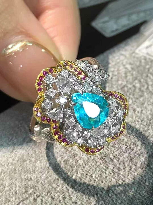 楽天市場】1.08ct 個性的なパライバトルマリン 18Kリング : Diamond Celeb