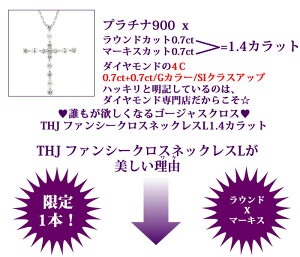 Pt900THJファンシークロスネックレス(L)D1.4cte