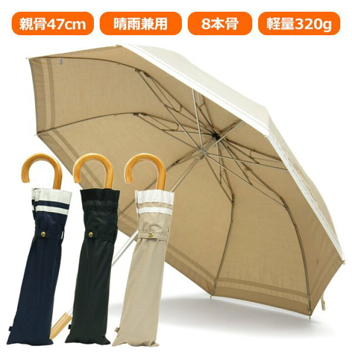 楽天市場 クーポン ギフト 日傘 折りたたみ 晴雨兼用 ウッドハンドル 折りたたみ日傘 シンプル かわいい レディース 8本骨 紫外線対策 Uv対策 ギフト ヨーロッパ雑貨バッグ キャロン国