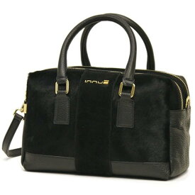 ミニバッグ ミニボストンバッグ レディース 通勤 本革レザー 2WAY 斜め掛け ショルダー ハンドバッグ ブラック ポニー ファー イタリアブランド innue brand ブラック