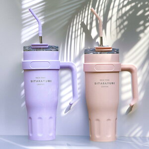 お買い物マラソン最大P47倍 水筒 ストロー付き タンブラー 蓋つき セラミックタンブラー 1.1L 真空断熱 二重構造 保温 保冷対応 魔法瓶 スポーツドリンク対応 直のみ 子供 大人 部活 オフィ