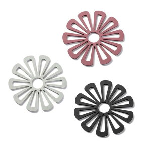 レジプロb 花形 鍋敷き 3枚セット 北欧デザイン 耐熱 ダークレッド&グレー&ブラック