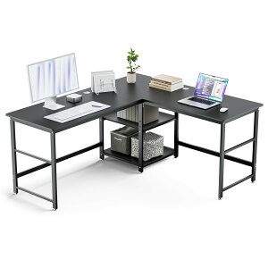 DEWEL L���f�X�N �p�\�R���f�X�N �Q�[�~���O�f�X�N ��170+150cm ���s60cm �I�t�� �R�[�i�[�f�X�N �ؐ� ��� �g�ݗ��ĊȒP �I�������� �A�W���X�^�[�t�� 180kg �ݑ�Ζ� �������