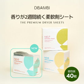柔軟剤シート 40枚 個包装 ウェットシート ドライシート 乾燥機シート 乾燥機香りシート 乾燥機 乾燥機用 柔軟剤シート 衣類乾燥機用 静電気 防止 芳香剤 クローゼット グリーン バニラ シトラス 柑橘 dibambi