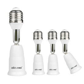 【11/4〜11/11 P5倍! +100円クーポン E26口金延長アダプタ】DiCUNO 電球ソケット 9.5cm延長 角度可調 回転可能 60WまでLED電球/白熱電球/電球形蛍光灯対応 後付け 難燃性材料PBT 160℃耐熱 4個 人感センサーライト ダウンライト ペンダント ファンライト