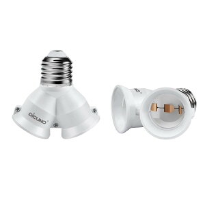 【2分岐ソケット】DiCUNO 電球ソケット 明るさ不足解消 150WまでLED電球/白熱電球/電球形蛍光灯対応 耐用性強い 長寿命 難燃素材使用 高温耐性 電球取替 工事不要 簡単設置 安全安心 寝室 洗面
