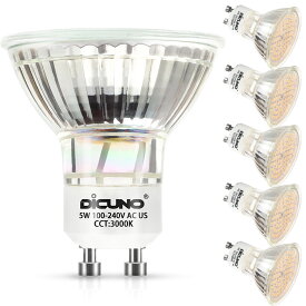 【LED電球 GU10】DiCUNO スポットライトLED電球 GU10 50W形相当 ハロゲン電球 ハロゲンランプ型 ガラス 電球色 3000K 昼白色 6000K 5W 500lm ダクトレール用 補助照明 メインライト 天井照明 家庭照明 寝室 リビング 6個