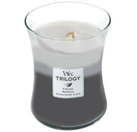 ウッドウィックキャンドル Wood Wick トリロジージャーM　ウォームウッズ3層の香りが楽しめるグラスキャンドル アロマ・フレグランス音の出るキャンドル
