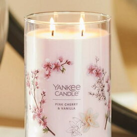 YANKEE CANDLE ヤンキーキャンドル シグネチャータンブラー2ウィック「ピンクチェリー＆バニラ」 香りが広がりやすい2本芯タイプ フタはキャンドルのコースターに