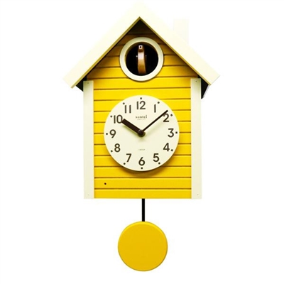 ポップなカラーの鳩時計 さんてる 日本製 手作り SQ03-YE イエロー キャンペーンもお見逃しなく 鳩時計 北欧カラー 好評受付中