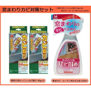 日本ミラコン産業 窓まわりカビ対策セット(窓回り用シリコンカビ取り80g×2&窓まわり・カーテン用カビ止め250ml)