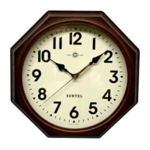さんてる SKP電波 日本製 天然木レトロ8角電波掛け時計(アラビア文字)アンティークブラウン DQL713_A