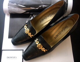 Vintage【Yves Saint Laurent】ヴィンテージ　イヴサンローラン・イブサンローラン・ギルガロアレザーパンプスv909【DIGDELICA】ブラック・靴