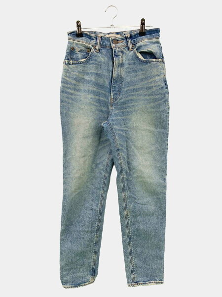 【中古】MOUSSY マウジー デニムパンツ 26 ブルー フルレングス 無地 スタンダード テーパード レギュラー ヴィンテージ レディース