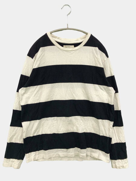 【中古】BACK NUMBER バックナンバー Tシャツ/カットソー MEDIUM ブラック ボーダー柄 ミドル丈 長袖 クルーネック(丸首) レディース