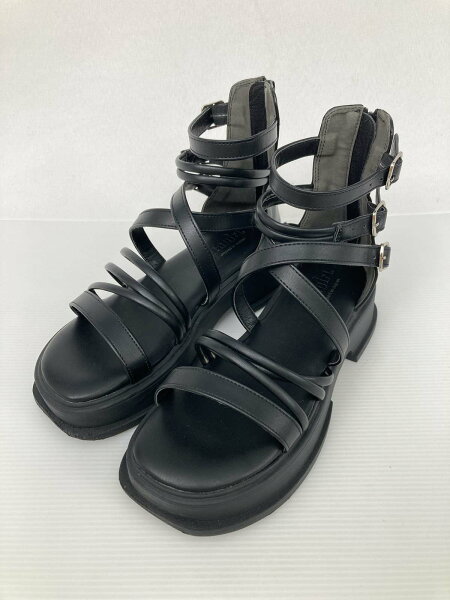 【中古】attagirl サンダル L ブラック 無地 厚底 ストラップあり レースアップ レディース