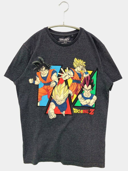 【中古】DRAGONBALLZ Tシャツ/カットソー M ブラック 無地 前面プリント ミドル丈 半袖 クルーネック(丸首) メンズ