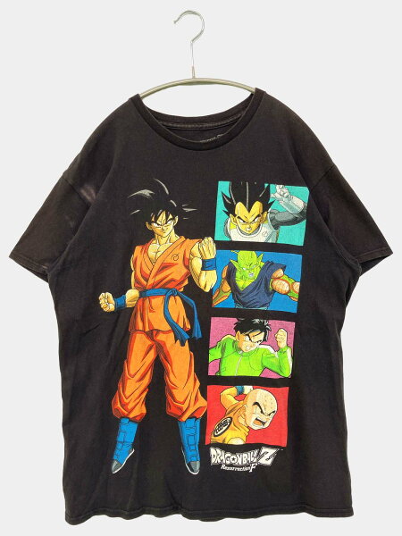 【中古】DRAGONBALLZ Tシャツ/カットソー M ブラック 無地 前面プリント ミドル丈 半袖 クルーネック(丸首) メンズ