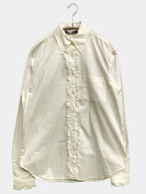【中古】BRANDY MELVILLE ブランディーメルビル シャツ/ブラウス 160/84A ホワイト コットン 無地 フリル ロング丈 長袖 ボタンダウン レディース ブランド古着