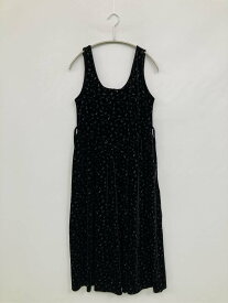 【中古】JUMELLE ジュメル ワンピース F ブラック ベロア 花柄・ボタニカル柄 袖なし ミモレ・半端丈 フレア レディース