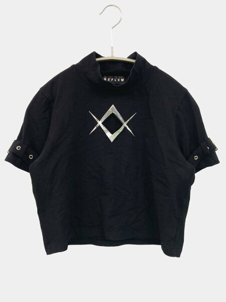 【中古】REFLEM レフレム Tシャツ/カットソー free ブラック 無地 ショート丈 ワンポイント 半袖 タートルネック/ハイネック レディース