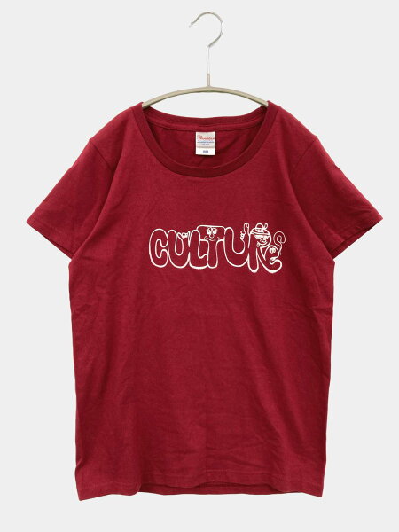【中古】Printstar プリントスター Tシャツ/カットソー WM レッド 無地 前面プリント ミドル丈 半袖 Uネック レディース