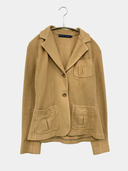 【中古】Ralph Lauren ラルフローレン テーラードジャケット 0 ブラウン コットン 無地 ミドル丈 フードなし シングル レディース
