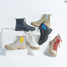 【訳あり】トーキョーキャンプゴー 防滑ボリュームソール ナイロン ハイカット防水スニーカー765464 カーキ ブラック アイボリ グレー ベージュ ネイビー