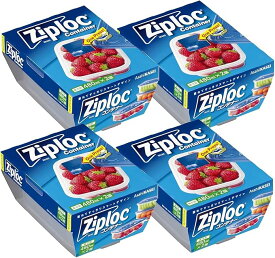 【訳あり】Ziploc 【まとめ買い】ジップロック コンテナー 長方形 480ml 2個入×4個セット 8100000033786 青色