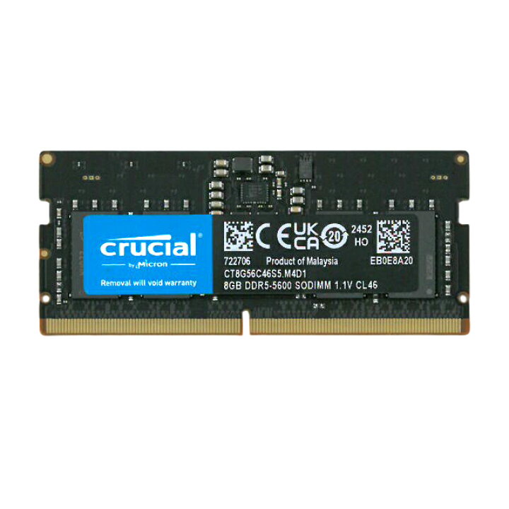楽天市場】8gb ddr5 5600 ノート メモリ crucial PC5 44800 sodimm 