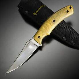 Browning アウトドアナイフ 固定刃 ウッドハンドル ブローニング フィクスドブレード フィックスブレード ナイロンシース フルタング 刃物 キャンプナイフ 渓流ナイフ