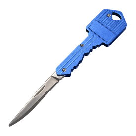 キーホルダーナイフ 鍵型 スチール [ ブルー ] カギ型 折りたたみナイフ 折り畳みナイフ キーナイフ ミリタリー アウトドア フォールディングナイフ 折り畳み式ナイフ 折りたたみ式ナイフ フォルダー