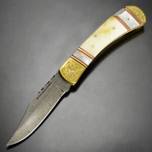 Rite EDGE 折りたたみナイフ Mother of Pearl ダマスカス鋼 ボーン&パールハンドル HM-0003 ライトエッジ 折り畳み マザーオブパール&ボーンハンドル フォールディングナイフ 折り畳みナイフ 折り畳