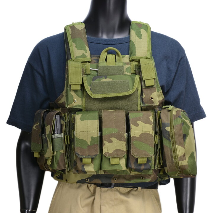 楽天市場】プレートキャリア MOLLE マグポーチ他 7種ポーチ付属 
