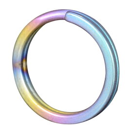 二重リング 平角 チタン レインボー ハンドクラフト材 [ 18mm ] 二重カン 虹色 キーリング キーホルダー 二重チング クラフトパーツ 二重環 レザークラフト資材 レザークラフト材料