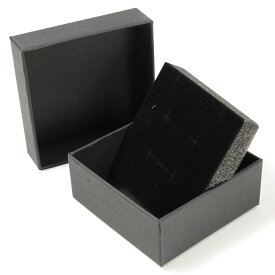 ギフトボックス 貼り箱 8×8×3.5cm アクセサリーケース [ ブラック / 1個 ] プレゼントボックス ジュエリーBOX 厚紙 スポンジ付き ラッピング パッケージ 無地 収納