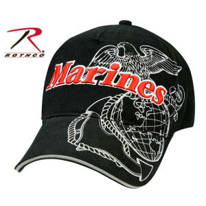 Rothco キャップ USMC ブラック 9794 USマリーン 米海兵隊 | ロスコ ベースボールキャップ 野球帽 メンズ ワークキャップ ミリタリーハット ミリタリーキャップ OD 帽子 通販 販売 軍用帽 ミリタリ