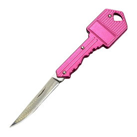 キーホルダーナイフ 鍵型 スチール [ ピンク ] カギ型 折りたたみナイフ 折り畳みナイフ キーナイフ ミリタリー アウトドア フォールディングナイフ 折り畳み式ナイフ 折りたたみ式ナイフ フォルダー