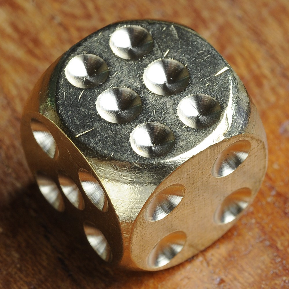 サイコロ 真鍮製 ダイス 丸角 15mm 正六面体 さいころ Dice 黄銅 ゲーム サイコロ